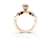 Solitaire Engagement Ring Setting for Radiant Cut Center with Criss-Cross Accent Band and Prong Head in Rose Gold