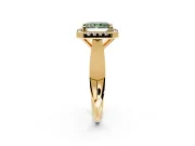 Halo Engagement Ring Setting for Fancy Green Radiant Cut Center with Square Band and Prong Head in Yellow Gold