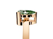 Solitaire Engagement Ring Setting for Fancy Green Pear-Shaped Center with Plain Band and Flat Tab Prong Head in Rose Gold