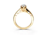 Solitaire Engagement Ring Setting for Marquise Center with Pave Cathedral Band and Prong Head in Yellow Gold