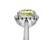 Starburst Halo Engagement Ring Setting for Fancy Yellow Princess Cut Center with Thin Round-Wire Band and Prong Head in White Gold