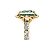Floral Engagement Ring Setting for Fancy Green Princess Cut Center with Pave Band and Floral Prong Head in Yellow Gold