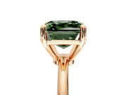 Minimalist Solitaire Engagement Ring Setting for Fancy Green Asscher Cut Center with Thin Band and Prong Head in Rose Gold