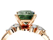 Solitaire Engagement Ring Setting for Fancy Green Princess Cut Center with Marquise Accent Twist Band and Prong Head in Rose Gold