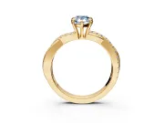 Crossover Engagement Ring Setting for Fancy Blue Pear-Shaped Center with Pave and Plain Strands and Prong Head in Yellow Gold