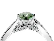 Solitaire Engagement Ring Setting for Fancy Green Pear-Shaped Center with Crossover Accents and Prong Head in Sterling Silver