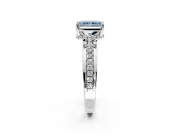 Solitaire Engagement Ring Setting for Fancy Blue Radiant Cut Center with Raised Channel Band and Prong Head in Platinum