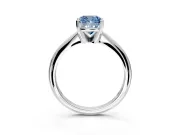 Solitaire Engagement Ring Setting for Fancy Blue Cushion Cut Center with Knife Ridge Band and Claw Prong Head in Sterling Silver