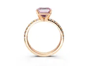 Solitaire Engagement Ring Setting for Fancy Pink Asscher Cut Center with Large Accents and Prong Head in Rose Gold