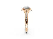 Floral Engagement Ring Setting for Cushion Cut Center with Four Accent Clusters and Prong Head in Rose Gold