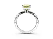 Solitaire Engagement Ring Setting for Fancy Yellow Princess Cut Center with Bezel-Dot Beaded Band and Prong Head in Sterling Silver