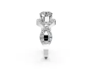Halo Engagement Ring Setting for Round Cut Center with Pave Infinity Twist Band and Prong Head in Platinum