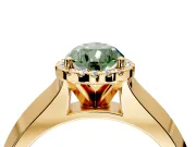 Halo Engagement Ring Setting for Fancy Green Pear-Shaped Center with Knife Ridge Cathedral Band and Prong Head in Yellow Gold