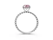 Solitaire Engagement Ring Setting for Fancy Pink Oval Center with 2-Strand Rope Twist Band and Prong Head in Platinum