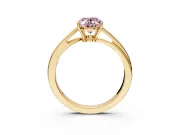Solitaire Engagement Ring Setting for Fancy Pink Oval Center with Plain Bypass Twist Band and Prong Head in Yellow Gold