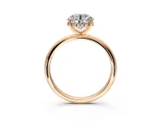 Hidden Halo Engagement Ring Setting for Round Cut Center with Thin Round-Wire Band and Prong Head in Rose Gold