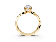 Solitaire Engagement Ring Setting for Pear-Shaped Center with Pave and Plain Crossover Band and Prong Head in Yellow Gold