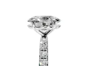 Solitaire Engagement Ring Setting for Oval Center with Micro Pave Band and Prong Head in White Gold