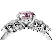 Cluster Engagement Ring Setting for Fancy Pink Oval Center with 2-Row Shoulder Clusters and Prong Head in Sterling Silver