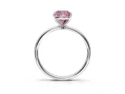 Solitaire Engagement Ring Setting for Fancy Pink Cushion Cut Center with Straight Thin Band and Prong Head in Platinum