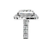 Halo Engagement Ring Setting for Princess Cut Center with Narrowing Pave Band and Prong Head in White Gold