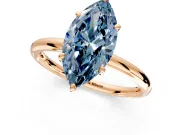 Low-Set Solitaire Engagement Ring Setting for Fancy Blue Marquise Center with Thin Plain Band and Prong Head in Rose Gold