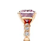 Solitaire Engagement Ring Setting for Fancy Pink Princess Cut Center with Bezel-Dot Beaded Band and Prong Head in Rose Gold