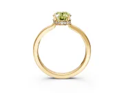 Hidden Halo Engagement Ring Setting for Fancy Yellow Oval Center with Wide Flat Plain Band and Prong Head in Yellow Gold