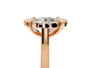 Single Halo Engagement Ring Setting for Round Cut Center with Corner Claws, Plain Band and Prong Head in Rose Gold