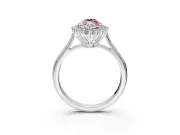 Starburst Halo Engagement Ring Setting for Fancy Pink Marquise Center with Thin Round-Wire Band and Prong Head in Platinum