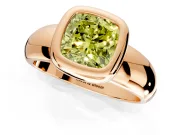 Solitaire Engagement Ring Setting for Fancy Yellow Cushion Cut Center with Wide Band and Bezel Head in Rose Gold