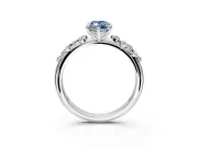 Cluster Engagement Ring Setting for Fancy Blue Marquise Center with Round Cut Accent Band and Prong Head in White Gold