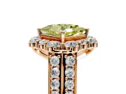 Large Accent Halo Engagement Ring Setting for Fancy Yellow Princess Cut Center with Pave Split Shank and Prong Head in Rose Gold