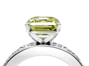 Solitaire Engagement Ring Setting for Fancy Yellow Asscher Cut Center with Channel-Set Accents and Prong Head in White Gold