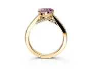 Solitaire Engagement Ring Setting for Fancy Pink Heart-Shaped Center with Crossover Accents and Prong Head in Yellow Gold