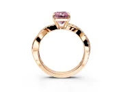 Crossover Engagement Ring Setting for Fancy Pink Radiant Cut Center with Pave and Plain Strands and Prong Head in Rose Gold