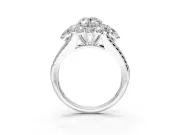 Halo Engagement Ring Setting for Oval Center with Two-Strand Split Shank and Prong Head in Platinum