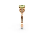 Solitaire Engagement Ring Setting for Fancy Yellow Asscher Cut Center with Marquise and Bezel Accents and Prong Head in Rose Gold