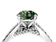 Solitaire Engagement Ring Setting for Fancy Green Round Cut Center with Crossover Accents and Prong Head in Sterling Silver