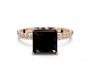 Solitaire Engagement Ring Setting for Fancy Black Princess Cut Center with Fine Pave Accents and Prong Head in Rose Gold