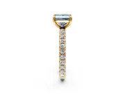 Solitaire Engagement Ring Setting for Fancy Blue Princess Cut Center with Shared-Prong Accents and Prong Head in Yellow Gold