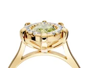 Single Halo Engagement Ring Setting for Fancy Yellow Marquise Center with Corner Claws, Plain Band and Prong Head in Yellow Gold