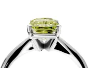 Solitaire Engagement Ring Setting for Fancy Yellow Radiant Cut Center with Knife Ridge Band and Claw Prong Head in Platinum