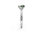 Solitaire Engagement Ring Setting for Fancy Green Heart-Shaped Center with Engraved Milgrain Band and Prong Head in Platinum