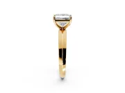 Solitaire Engagement Ring Setting for Princess Cut Center with Wide Knife Ridge Band and Prong Head in Yellow Gold