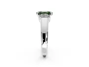 Solitaire Engagement Ring Setting for Fancy Green Emerald Cut Center with Wide Band, Pave Collar and Prong Head in Platinum