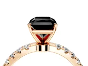 Open Basket Engagement Ring Setting for Fancy Black Radiant Cut Center with Pave Band and Prong Head in Rose Gold