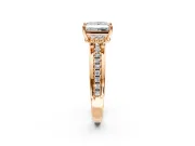 Solitaire Engagement Ring Setting for Princess Cut Center with Raised Channel Band and Prong Head in Rose Gold
