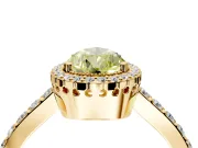 Halo Engagement Ring Setting for Fancy Yellow Pear-Shaped Center with Inner Milgrain Border and Prong Head in Yellow Gold