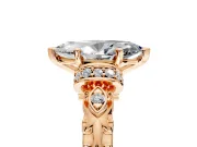 Solitaire Engagement Ring Setting for Marquise Center with Filigree Band and Prong Head in Rose Gold